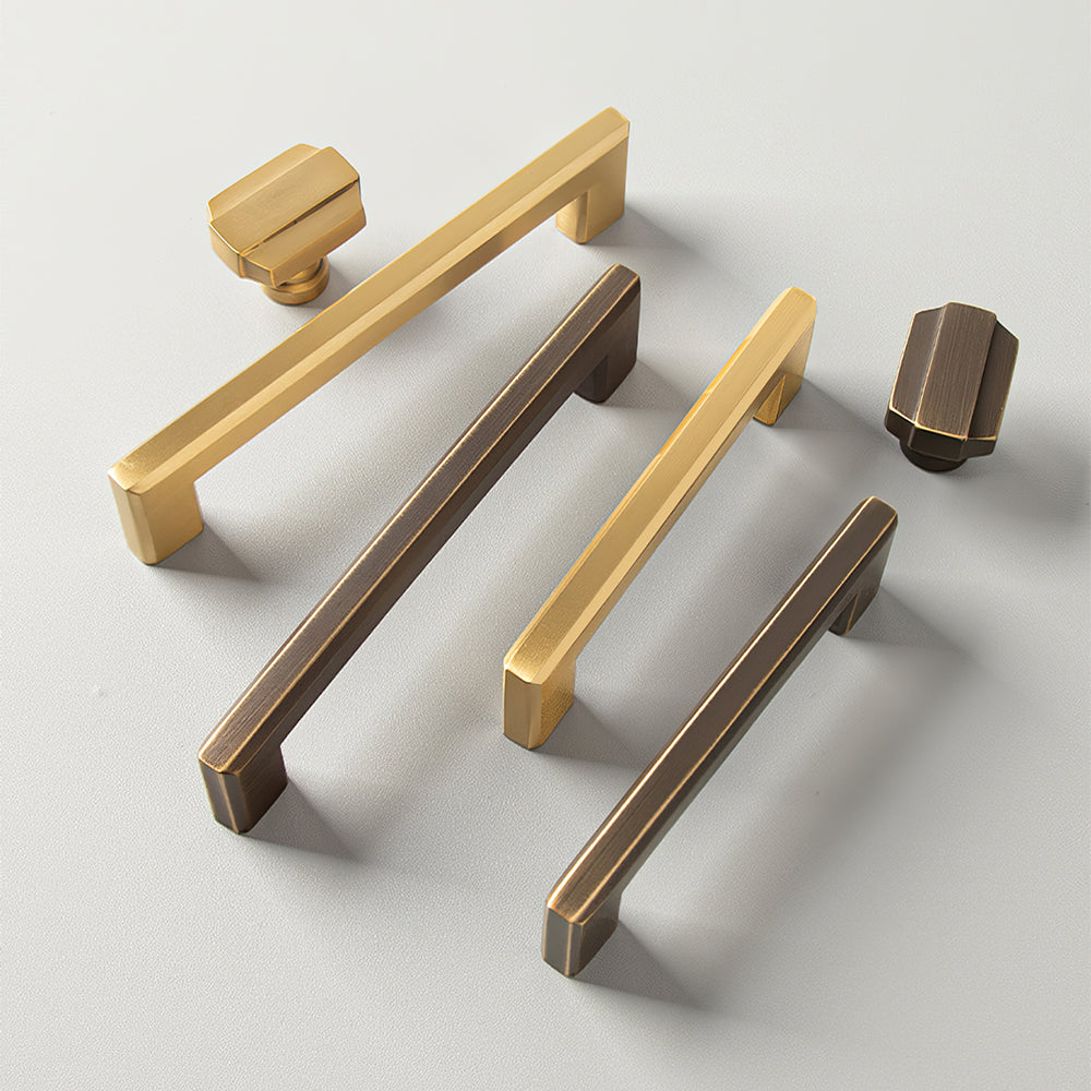 The Horizon Series | Linear Brass Kitchen Cabinet Pulls & Knobs, Gold & Coffee Finish