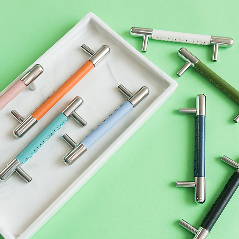 The Nexus Collection | Soft-Touch Leather & Stainless Steel Cabinet Pull