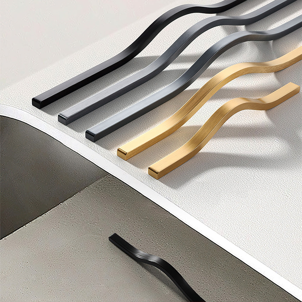 The Horizon Series | Extra-Long Architectural Cabinet Handles, 2-Pack, Black, Gray & Gold