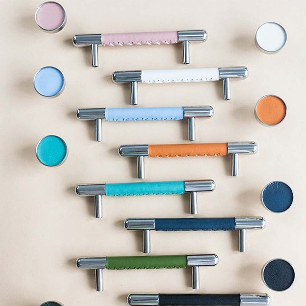 The Nexus Collection | Soft-Touch Leather & Stainless Steel Cabinet Pull