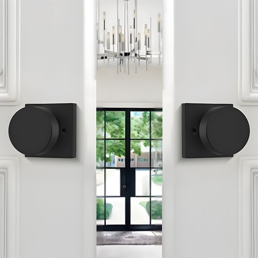 The Horizon Series | Architectural Square Dummy Door Knobs, Matte Black & Gold Finish