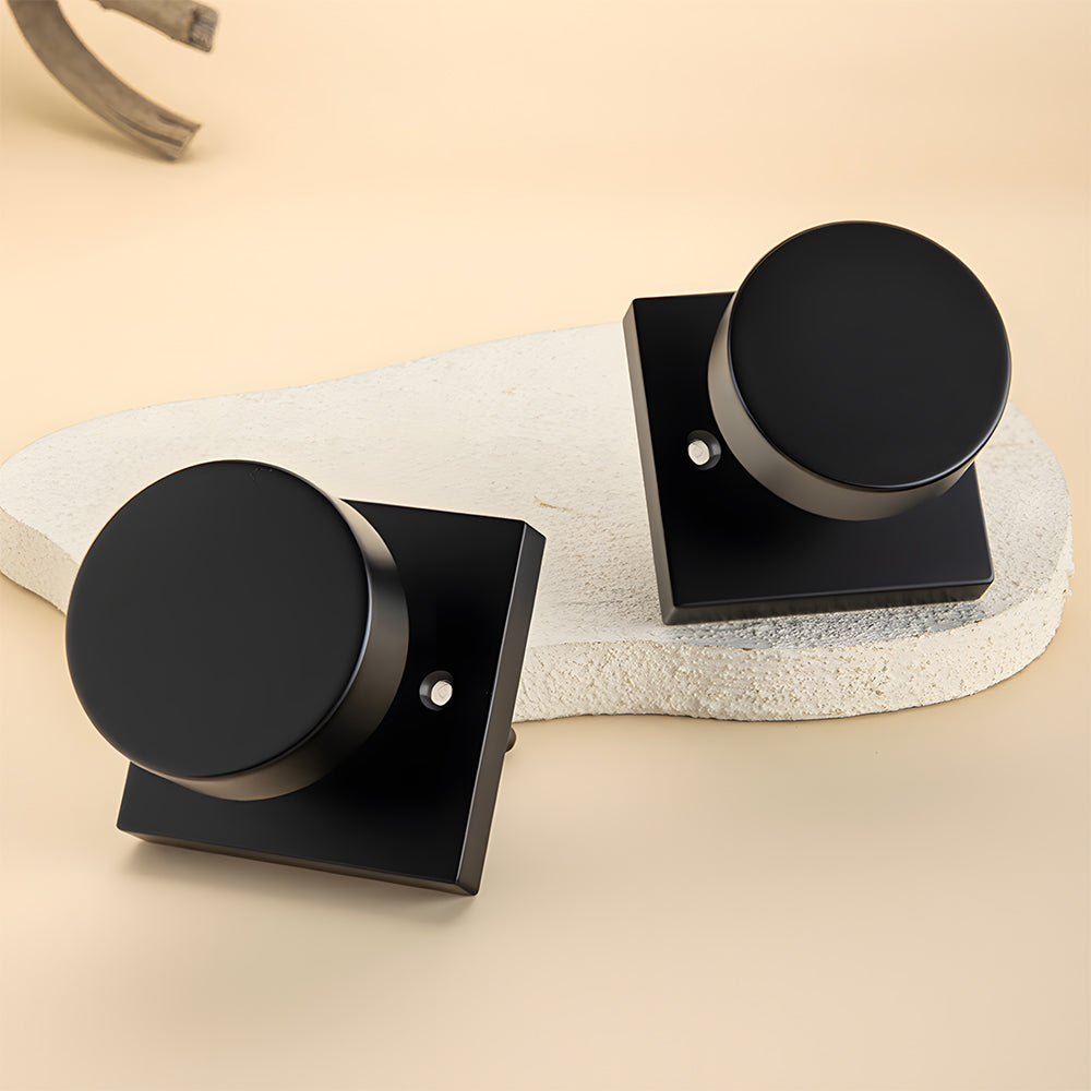The Horizon Series | Architectural Square Dummy Door Knobs, Matte Black & Gold Finish