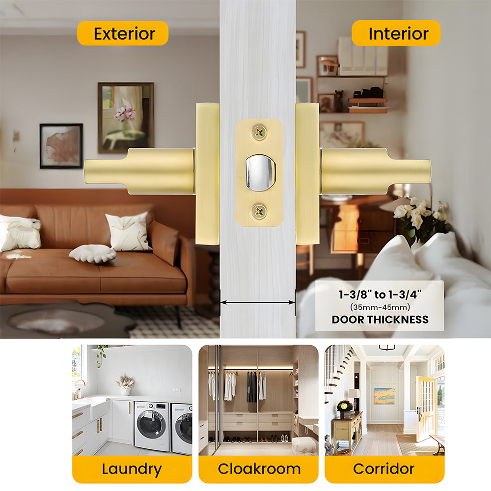 The Horizon Series | Architectural Zinc Interior Door Lever, Brushed Gold Finish