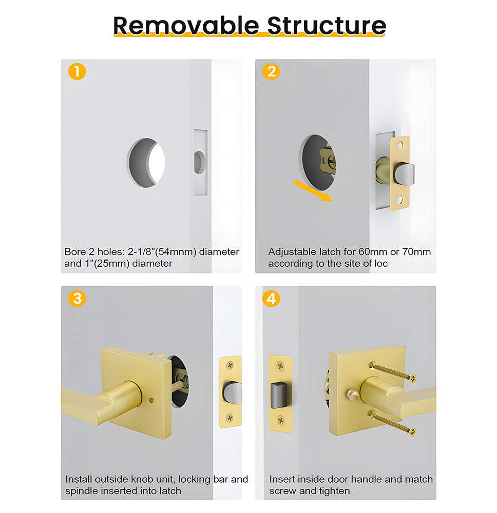 The Horizon Series | Architectural Zinc Interior Door Lever, Brushed Gold Finish