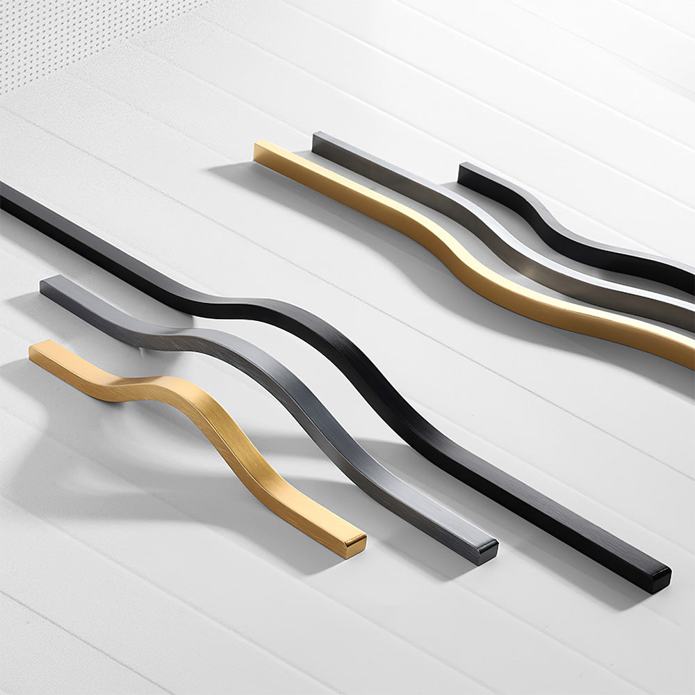 The Horizon Series | Extra-Long Architectural Cabinet Handles, 2-Pack, Black, Gray & Gold