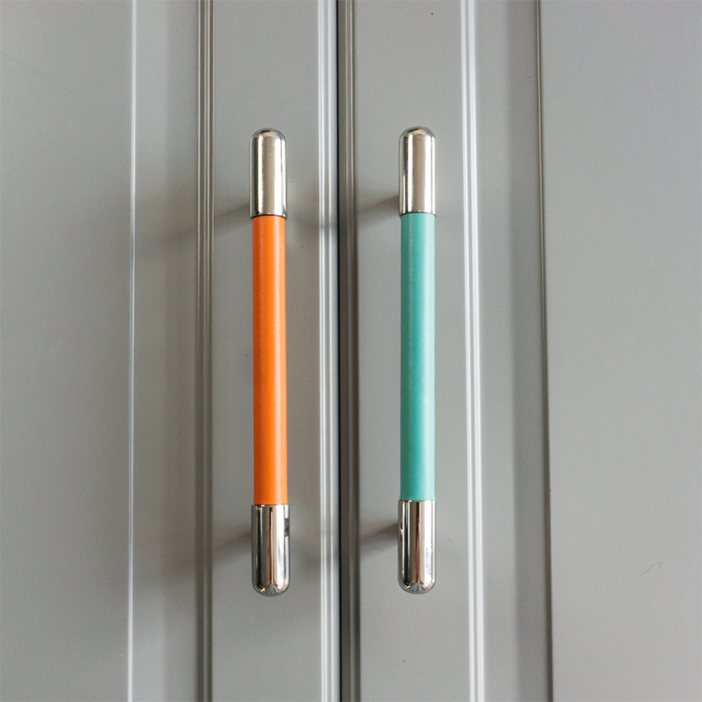 The Nexus Collection | Soft-Touch Leather & Stainless Steel Cabinet Pull