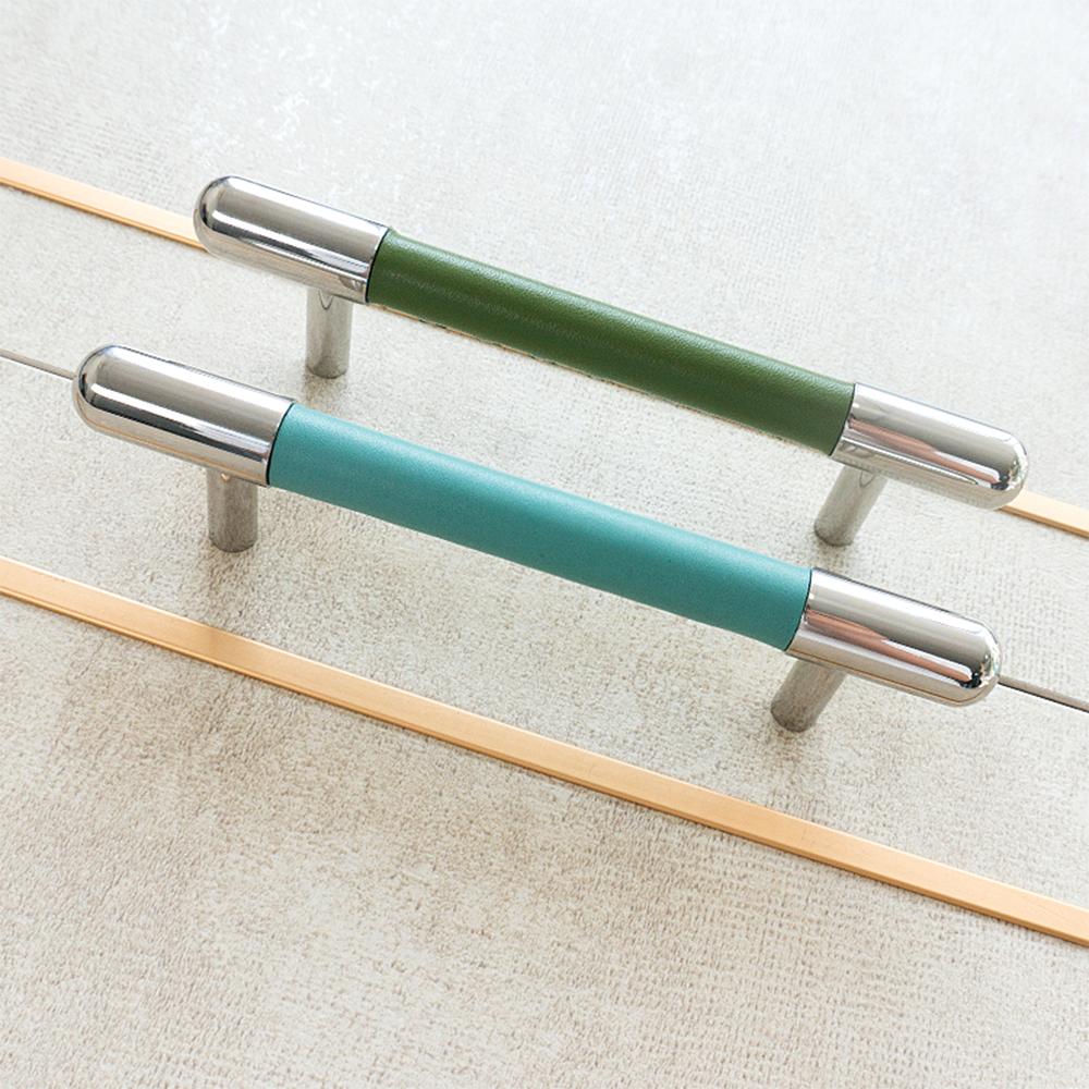 The Nexus Collection | Soft-Touch Leather & Stainless Steel Cabinet Pull