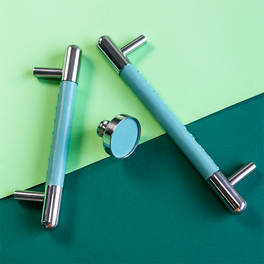 The Nexus Collection | Soft-Touch Leather & Stainless Steel Cabinet Pull