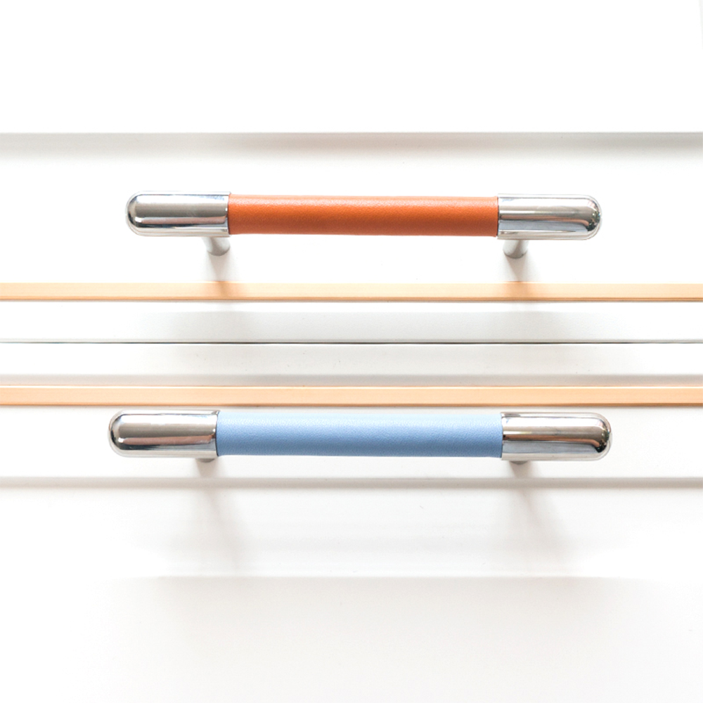 The Nexus Collection | Soft-Touch Leather & Stainless Steel Cabinet Pull
