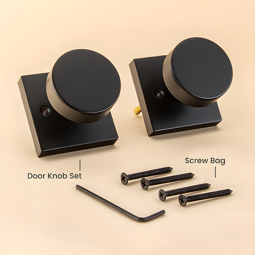 The Horizon Series | Architectural Square Dummy Door Knobs, Matte Black & Gold Finish