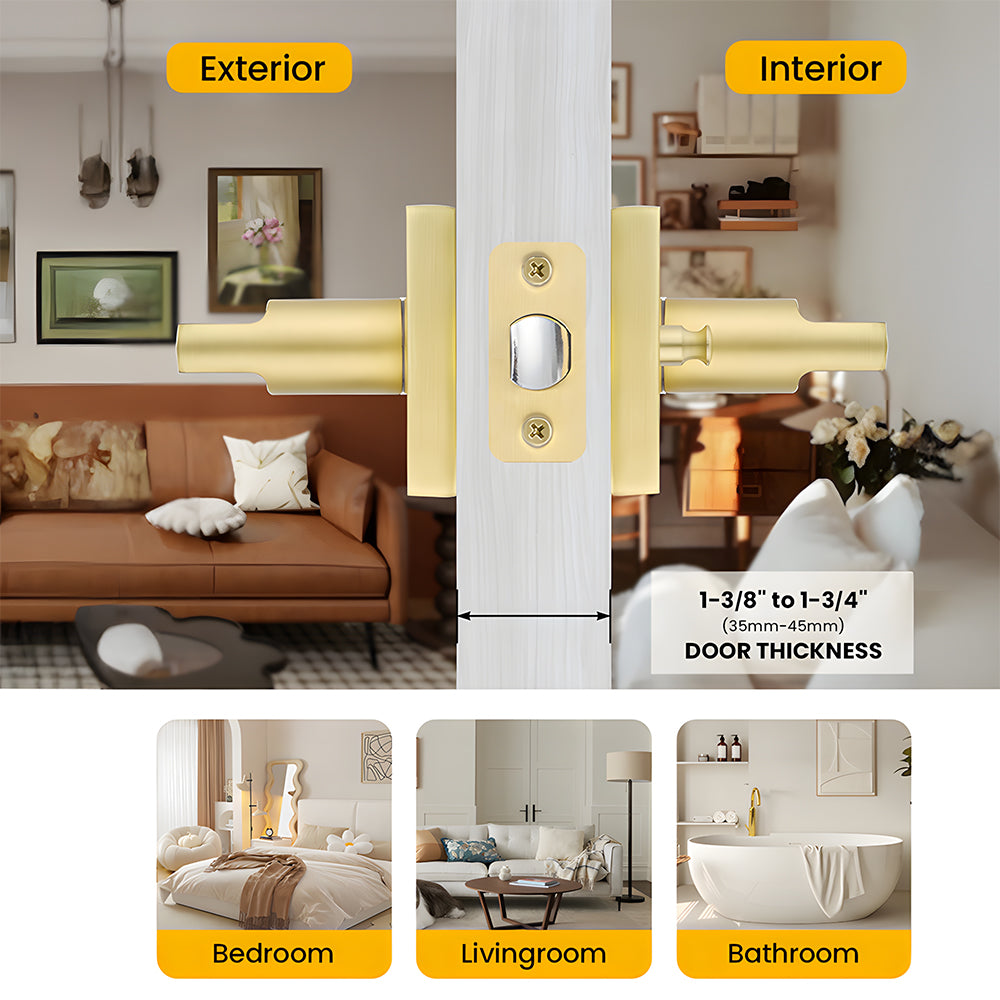 The Horizon Series | Architectural Zinc Interior Door Lever, Brushed Gold Finish