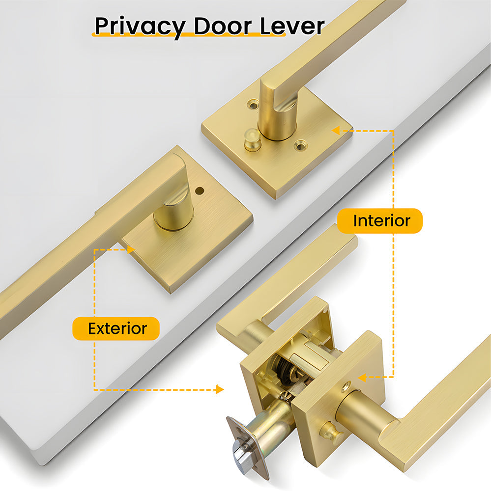 The Horizon Series | Architectural Zinc Interior Door Lever, Brushed Gold Finish