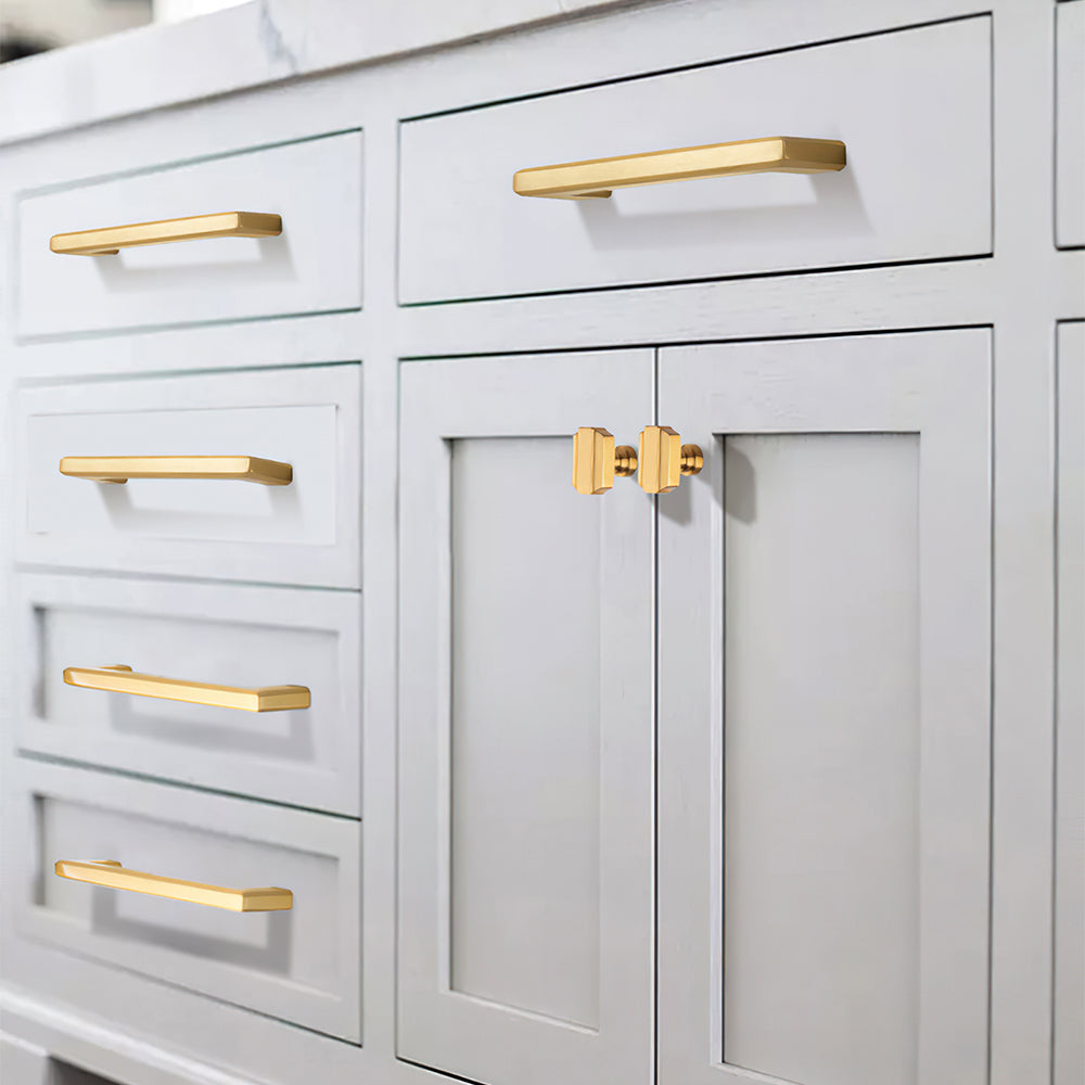 The Horizon Series | Linear Brass Kitchen Cabinet Pulls & Knobs, Gold & Coffee Finish