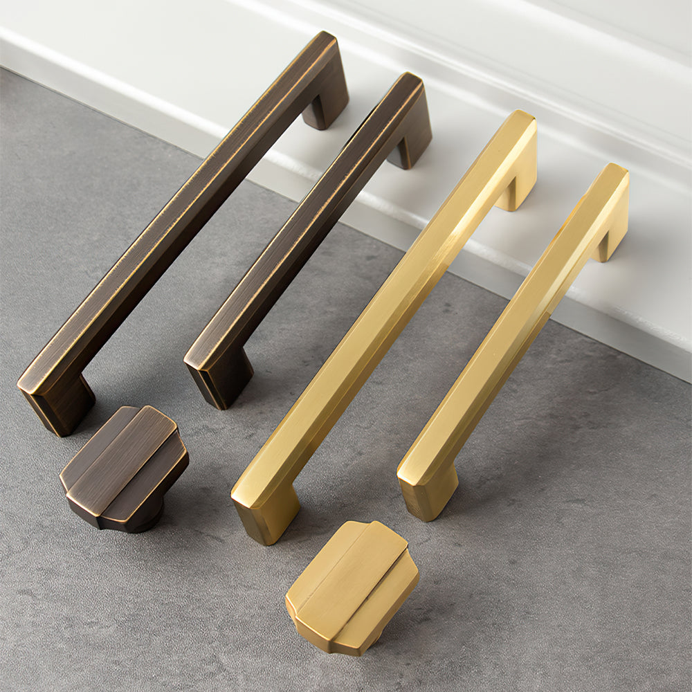 The Horizon Series | Linear Brass Kitchen Cabinet Pulls & Knobs, Gold & Coffee Finish