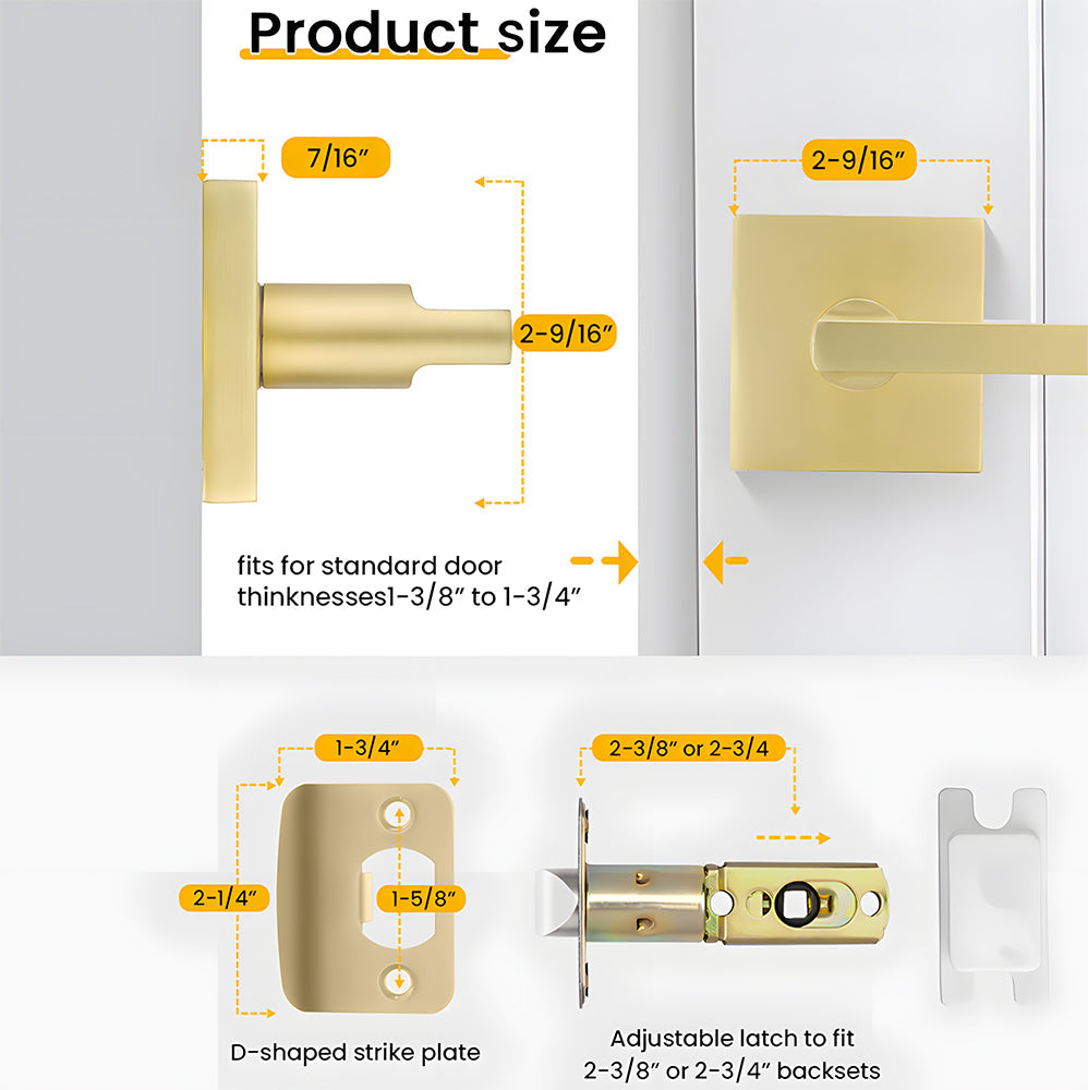 The Horizon Series | Architectural Zinc Interior Door Lever, Brushed Gold Finish