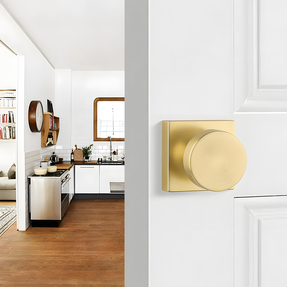 The Horizon Series | Architectural Square Dummy Door Knobs, Matte Black & Gold Finish