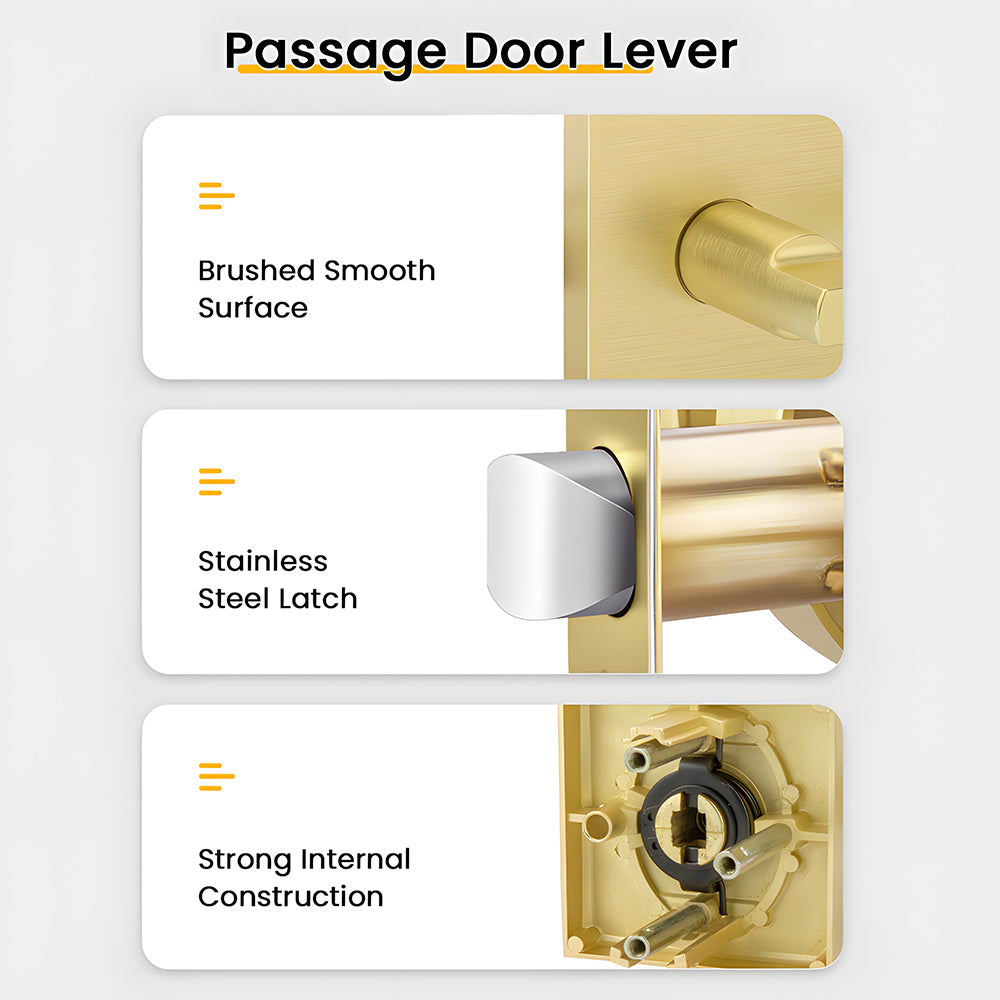 The Horizon Series | Architectural Zinc Interior Door Lever, Brushed Gold Finish