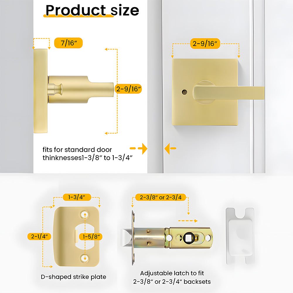 The Horizon Series | Architectural Zinc Interior Door Lever, Brushed Gold Finish