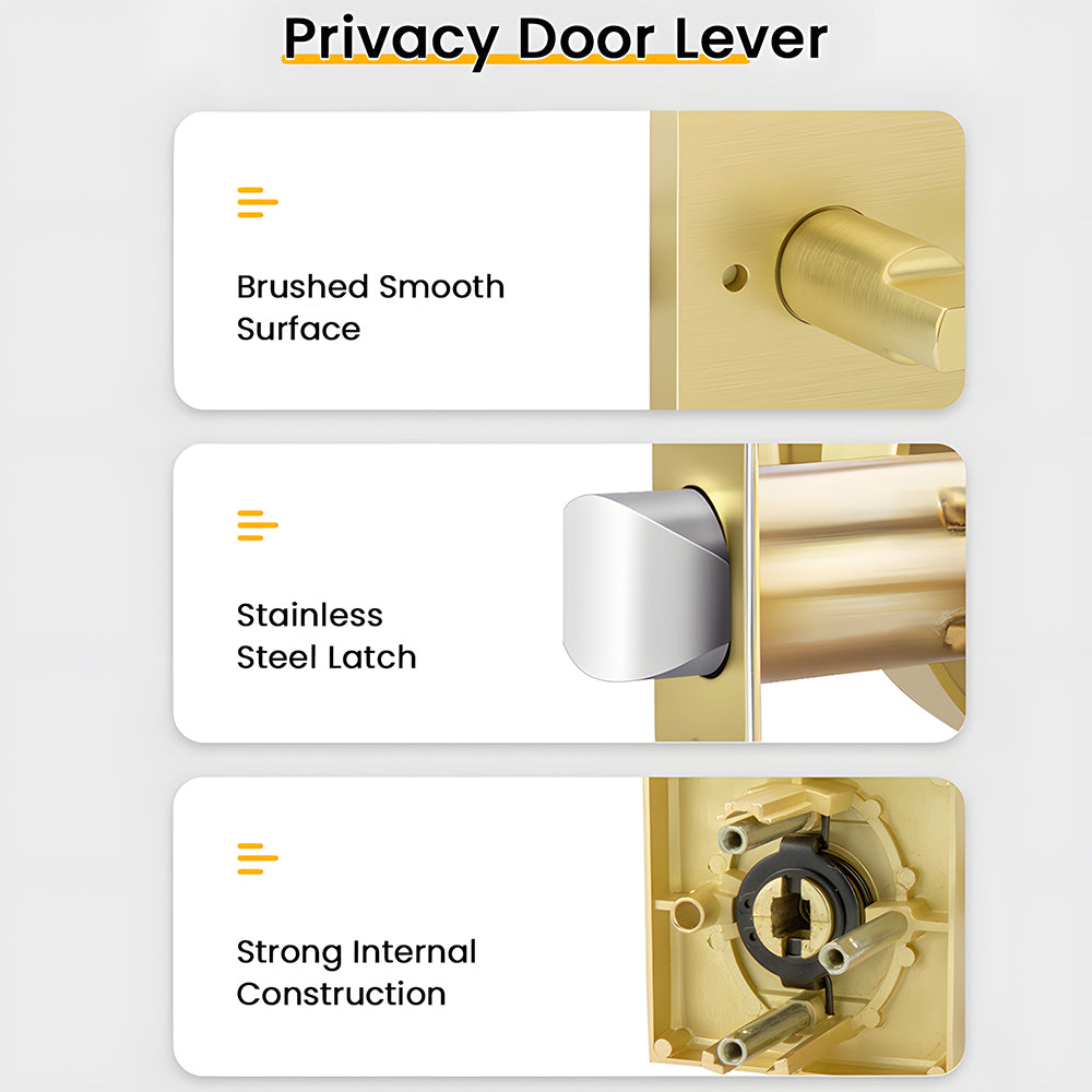 The Horizon Series | Architectural Zinc Interior Door Lever, Brushed Gold Finish