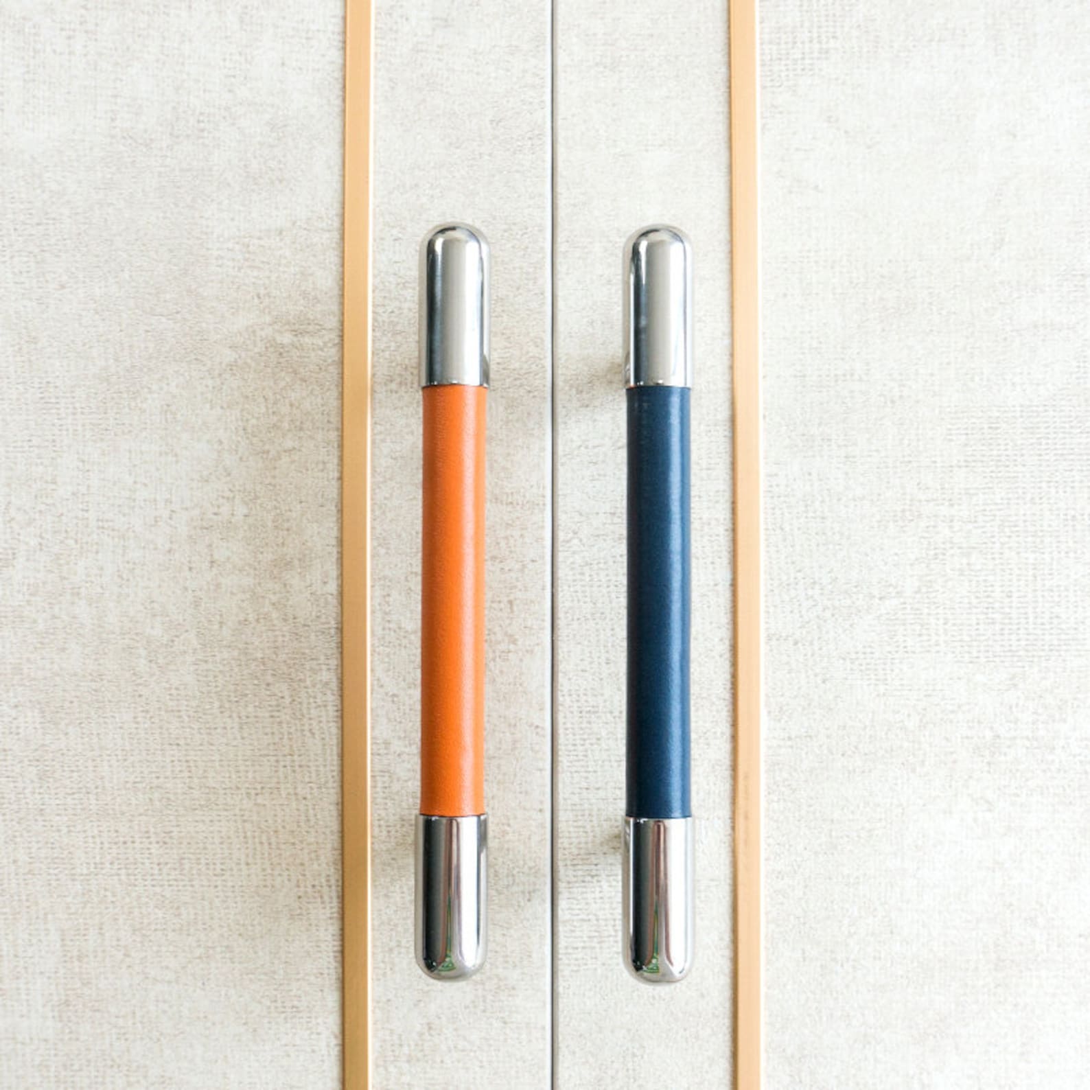 The Nexus Collection | Soft-Touch Leather & Stainless Steel Cabinet Pull