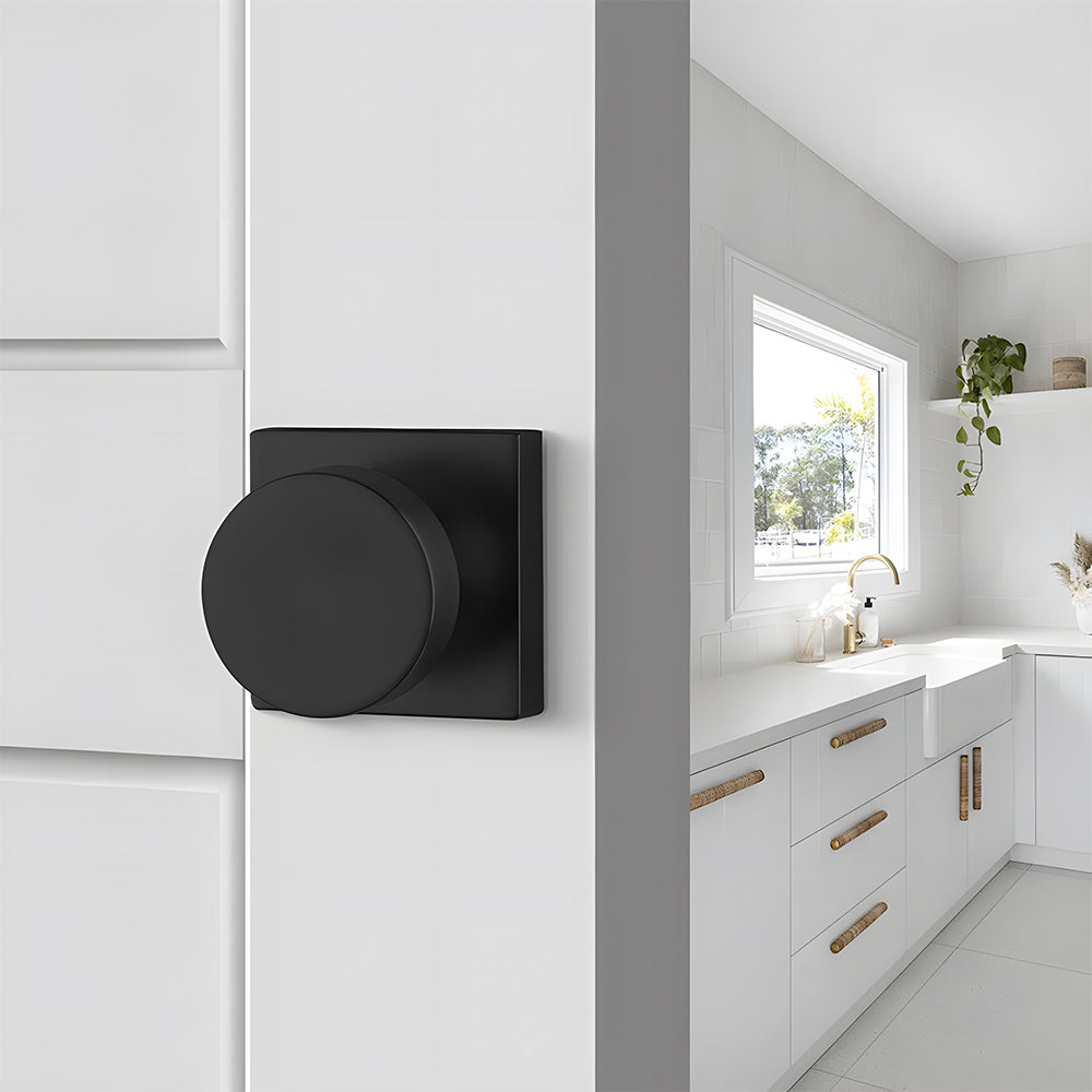 The Horizon Series | Architectural Square Dummy Door Knobs, Matte Black & Gold Finish