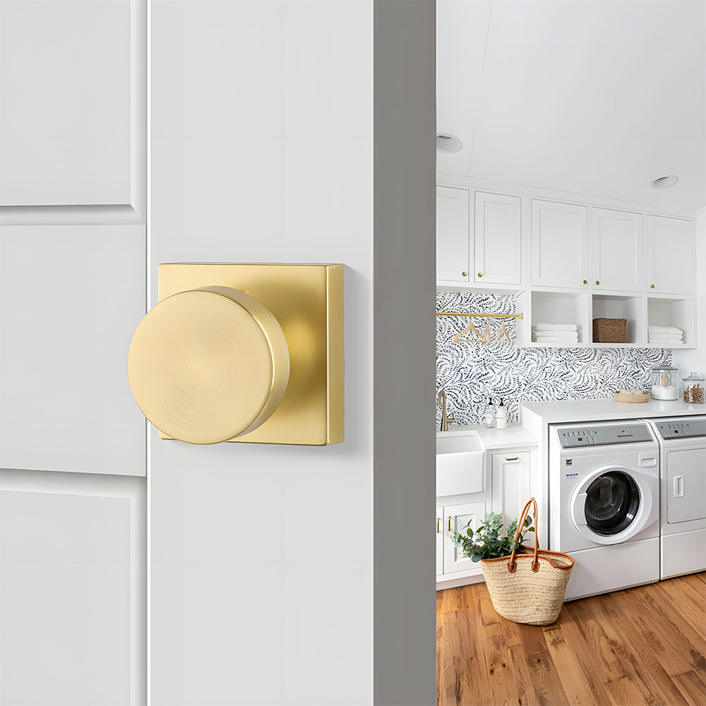 The Horizon Series | Architectural Square Dummy Door Knobs, Matte Black & Gold Finish