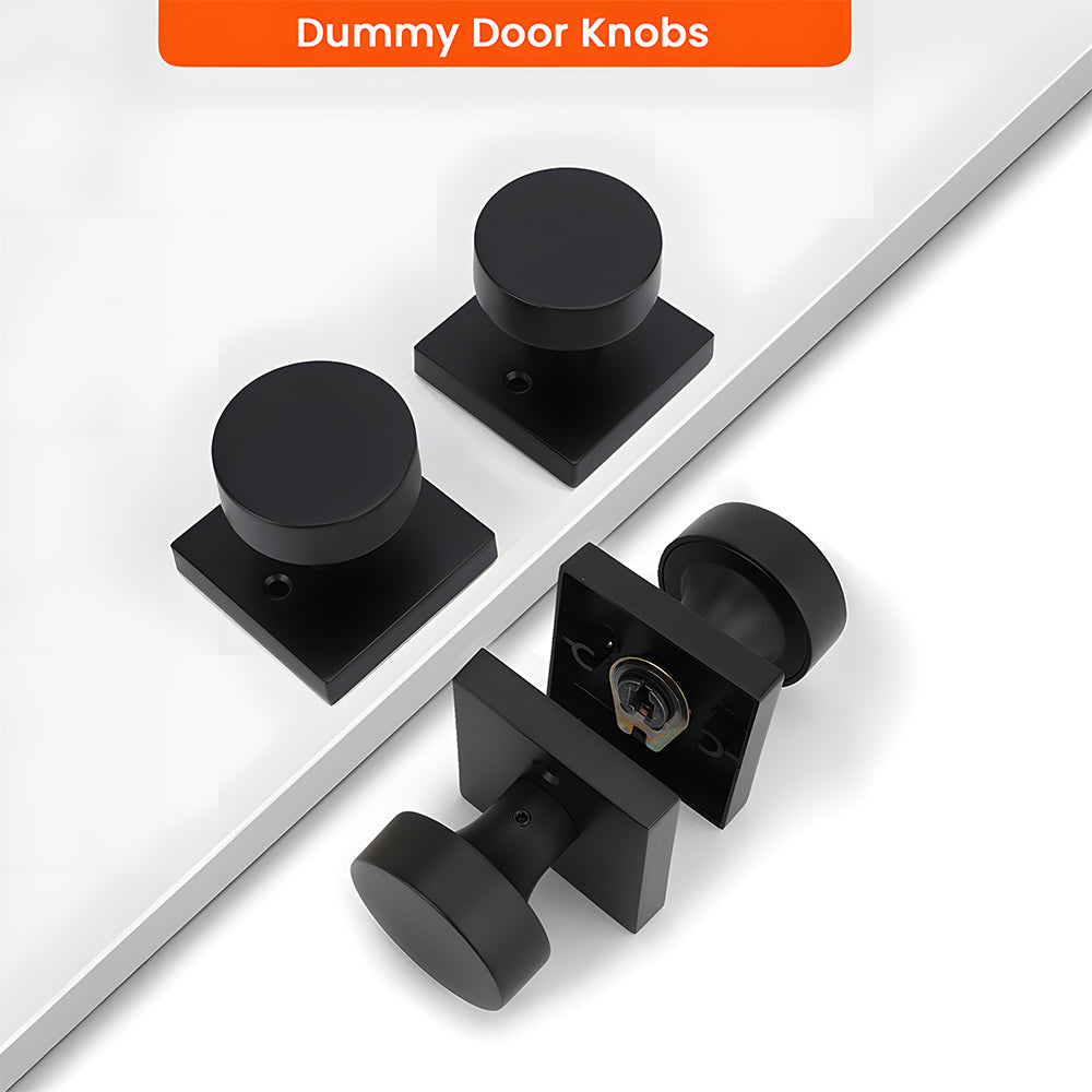 The Horizon Series | Architectural Square Dummy Door Knobs, Matte Black & Gold Finish