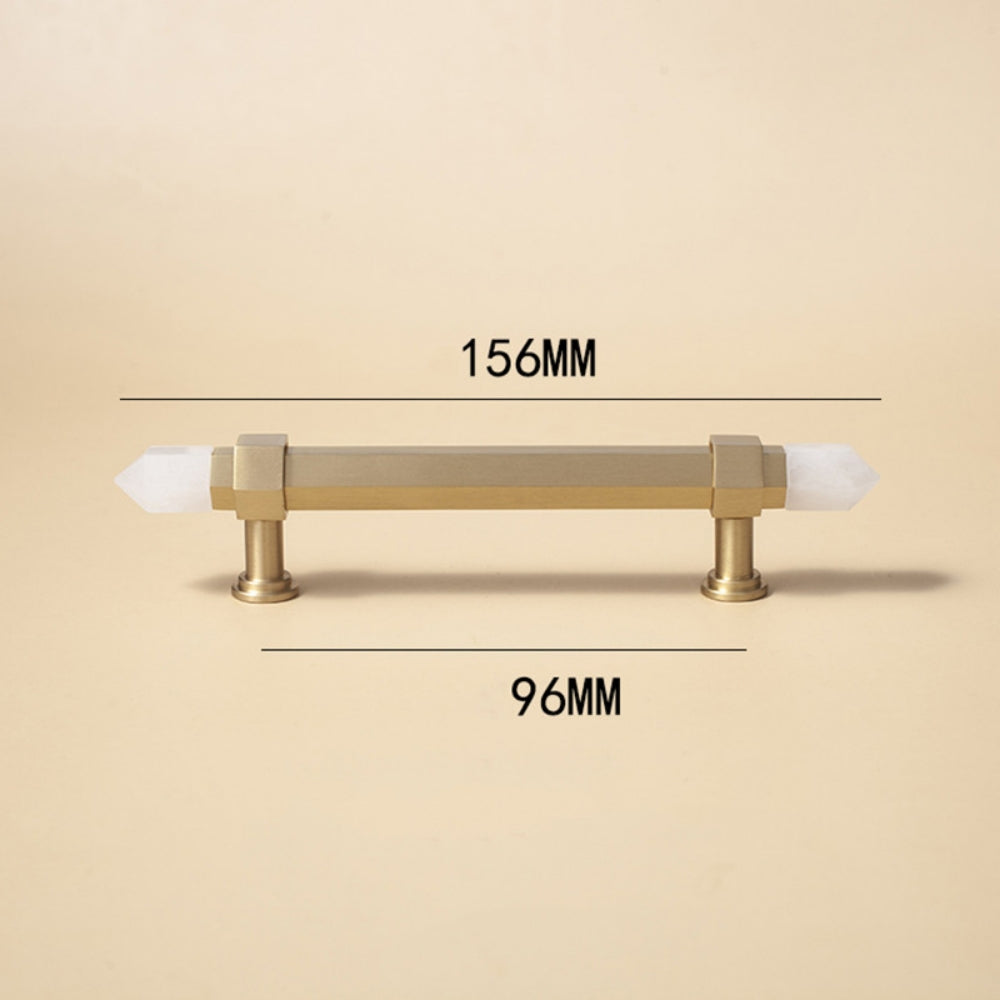The Prism Collection | Natural Crystal & Solid Brass Hexagonal Pull