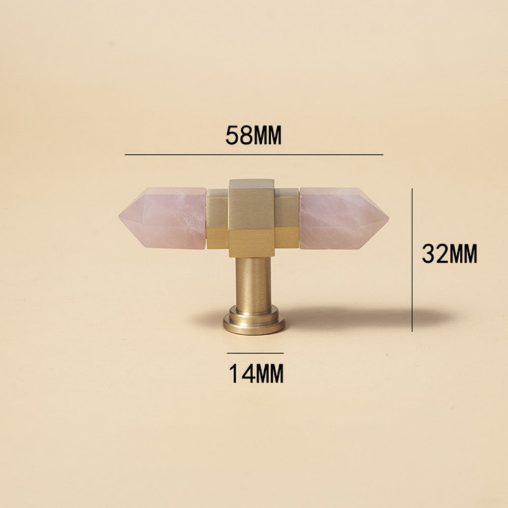 The Prism Collection | Natural Crystal & Solid Brass Hexagonal Pull
