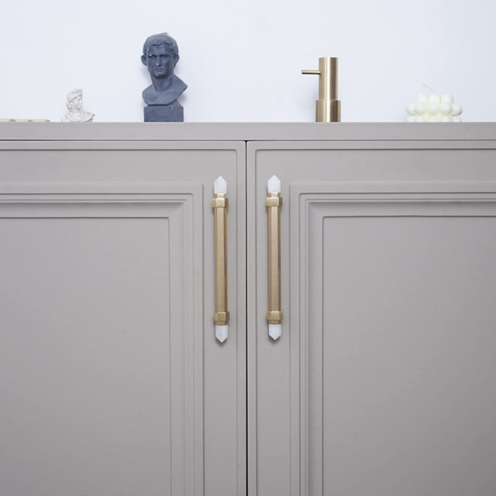 The Prism Collection | Natural Crystal & Solid Brass Hexagonal Pull