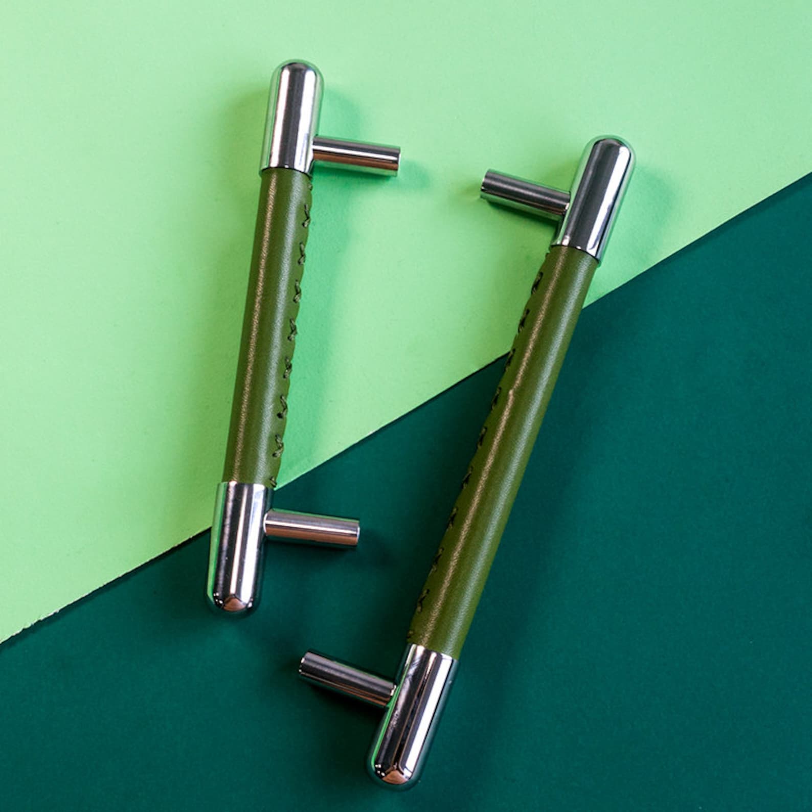 The Nexus Collection | Soft-Touch Leather & Stainless Steel Cabinet Pull