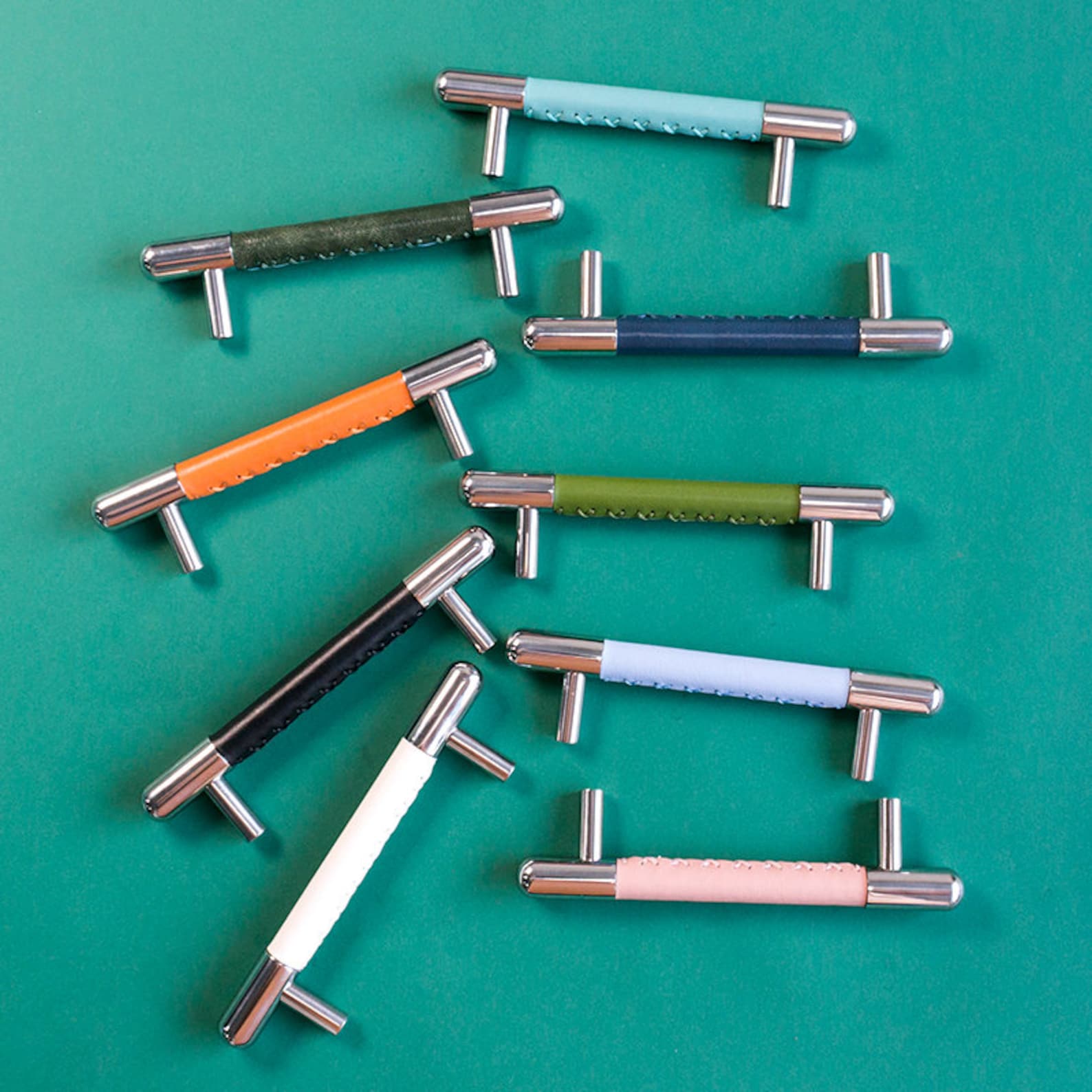 The Nexus Collection | Soft-Touch Leather & Stainless Steel Cabinet Pull